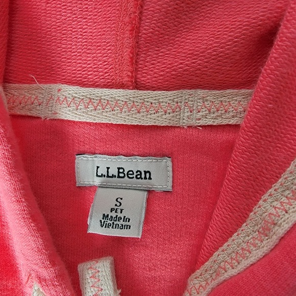 L.L.Bean Women’s Petite Small Hoodie Coral Pink Zip Up 100% Organic Cotton - Picture 6 of 10